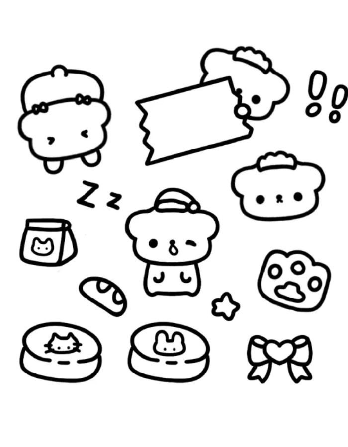 hình sticker cute không màu dùng chat