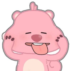 hình sticker hài gấu hồng lè lưỡi