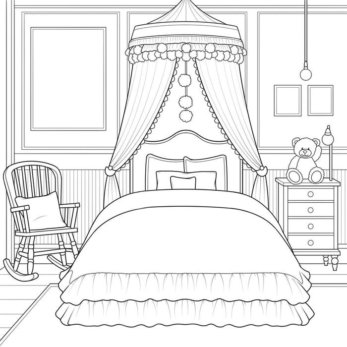 hình tô màu cái giường dùng nghỉ