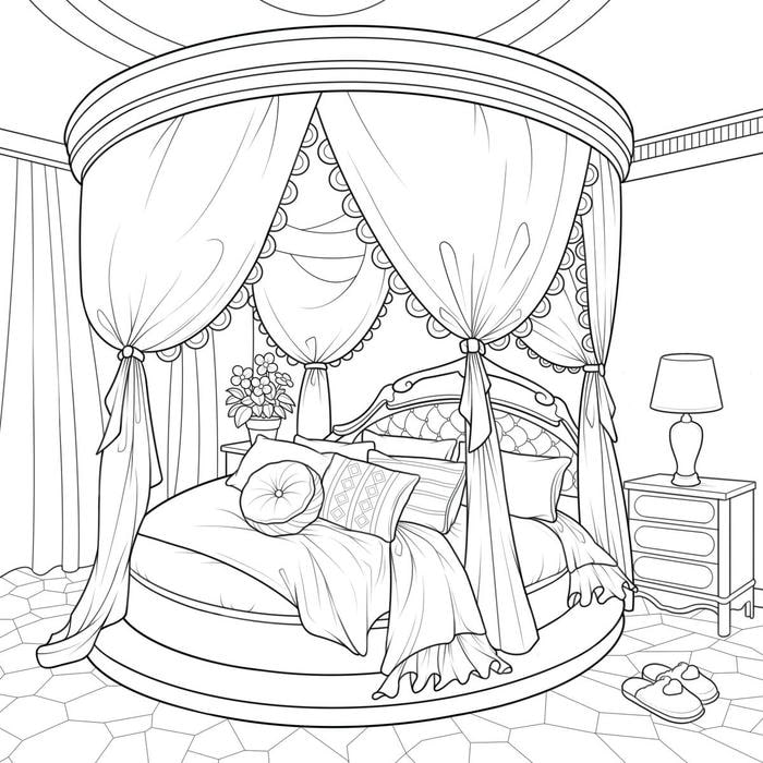 hình tô màu cái giường tròn