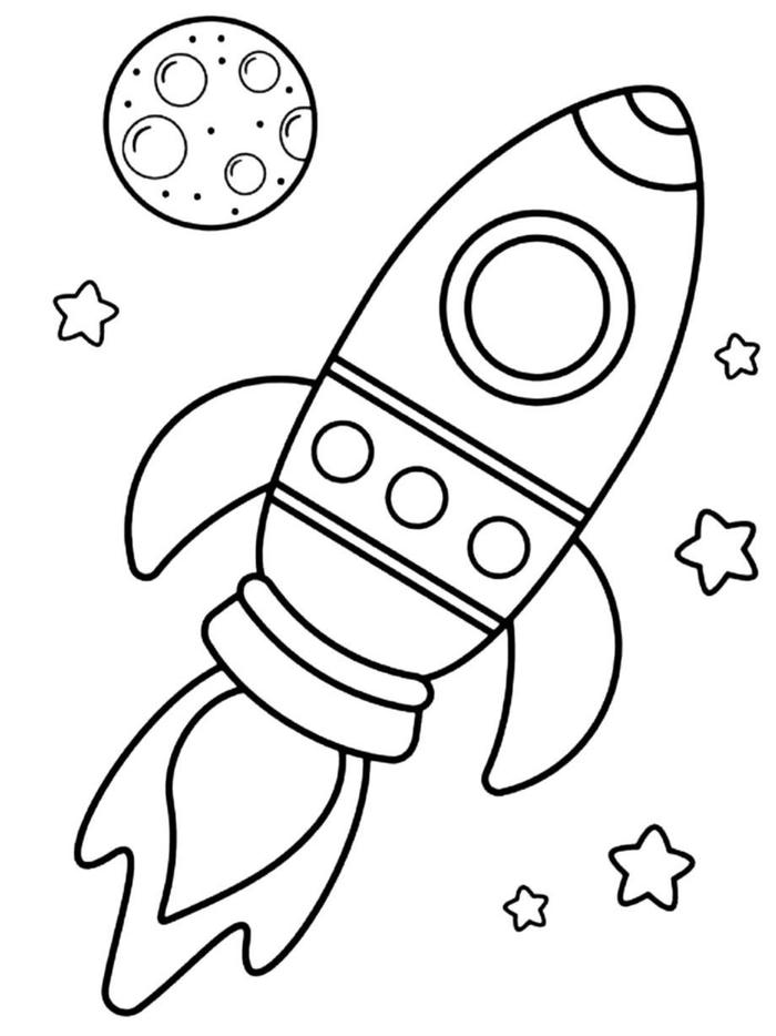 hình tô màu cho bé 4-5 tuổi tàu vũ trụJPG