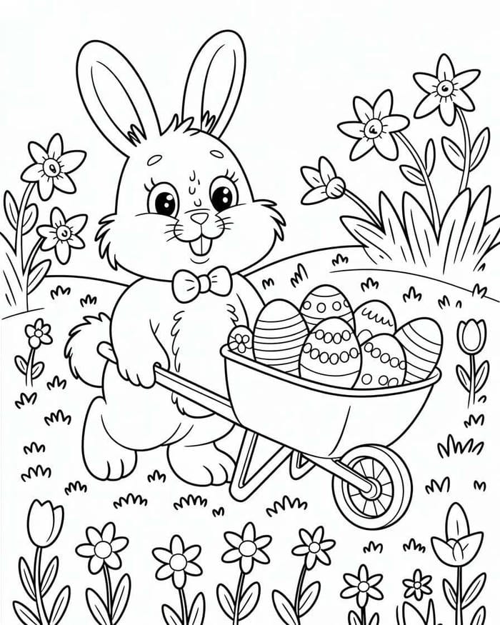 hình tô màu con thỏ thu hoạch trứng