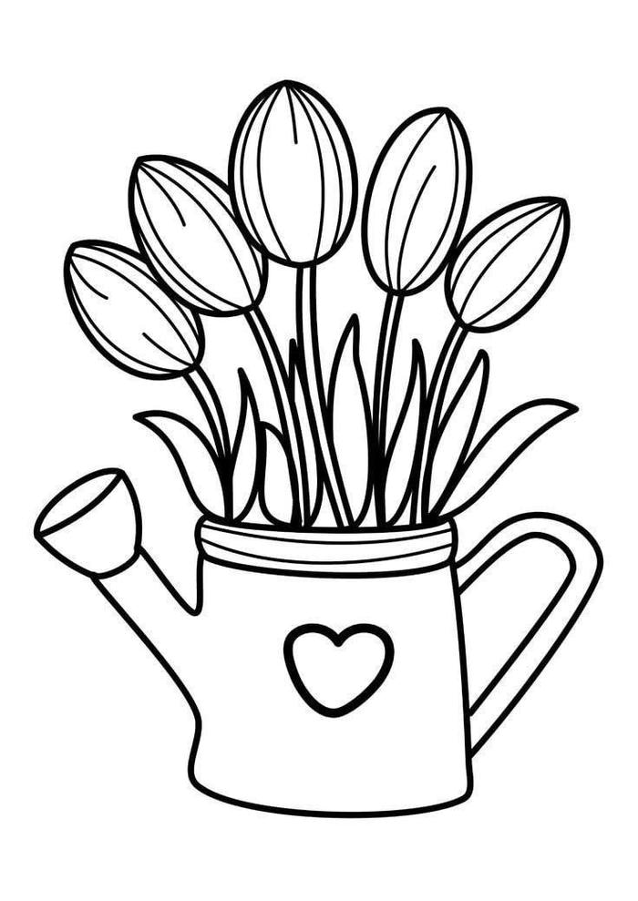 hình tô màu hoa tulip cho bé 4-5 tuổi