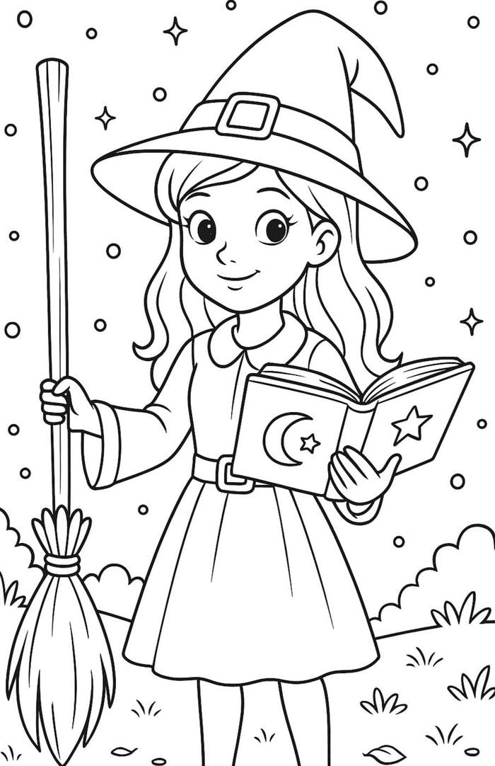 hình tô màu phù thủy phép thuật