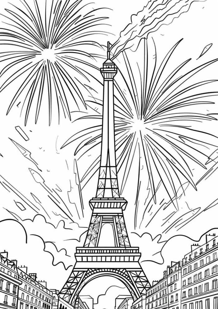 hình tô màu tháp eiffel dáng vẻ tráng lệ