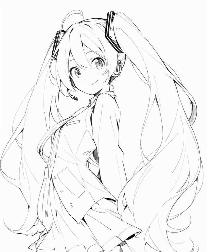 hình tranh tô màu anime girl ngầu ánh mắt