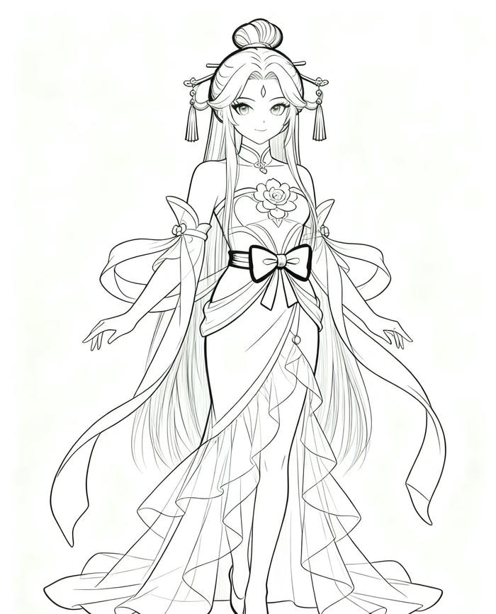 hình tranh tô màu anime girl ngầu bí ẩn