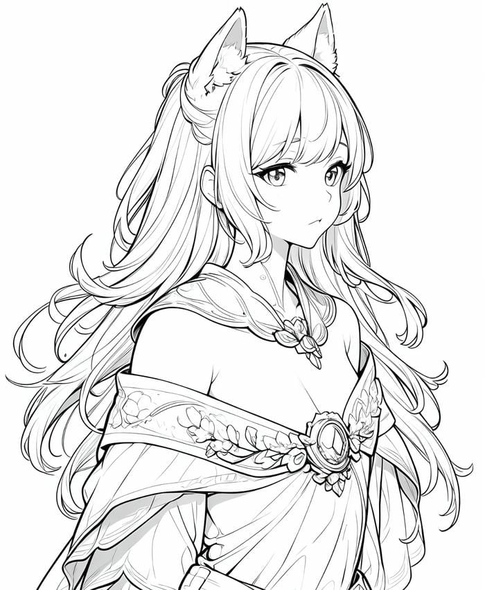 hình tranh tô màu anime girl ngầu phong cách