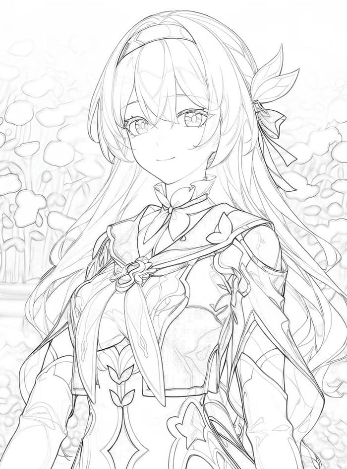 hình tranh tô màu anime girl tạo hình cá biệt