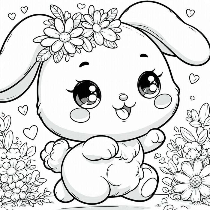 hình tranh tô màu con thỏ nhìn hiền