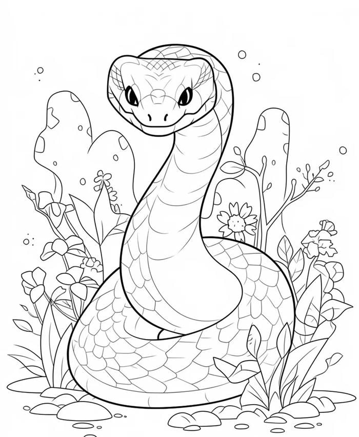 hình tranh tô màu rắn ánh mắt hung ác