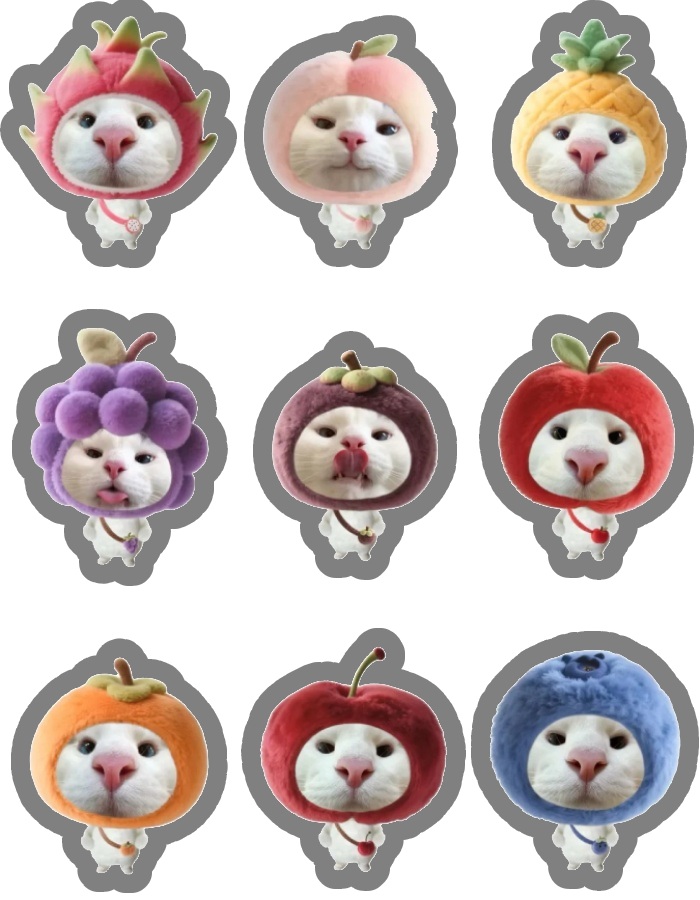 icon mèo tròn nhiều màu sticker mèo