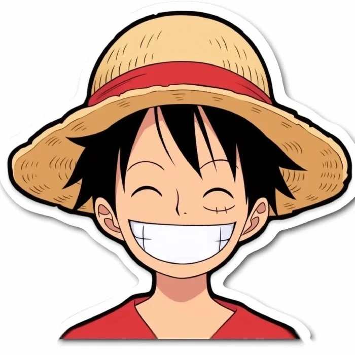 luffy đội mũ rơm sticker anime quen thuộc