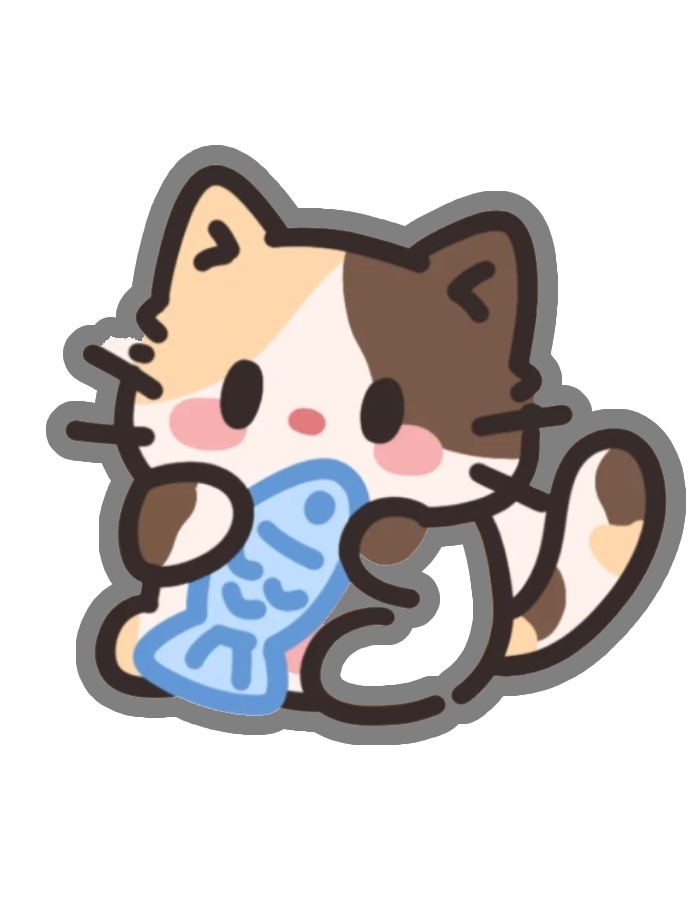 mèo ăn cá sticker mèo đáng yêu