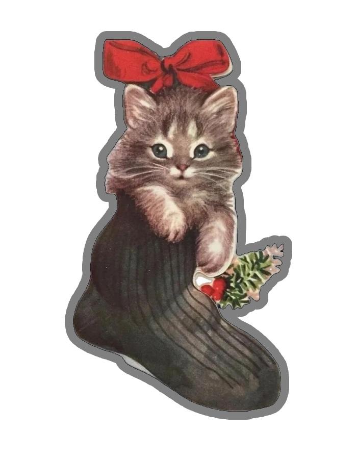 mèo đội nơ đứng tạo dáng sticker noel