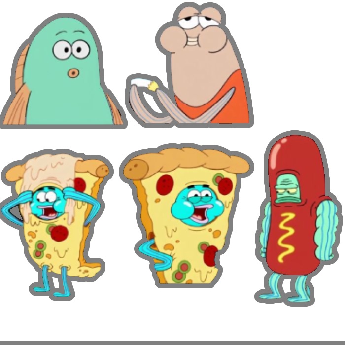 nhân vật hoạt hình ngồi chung sticker hài