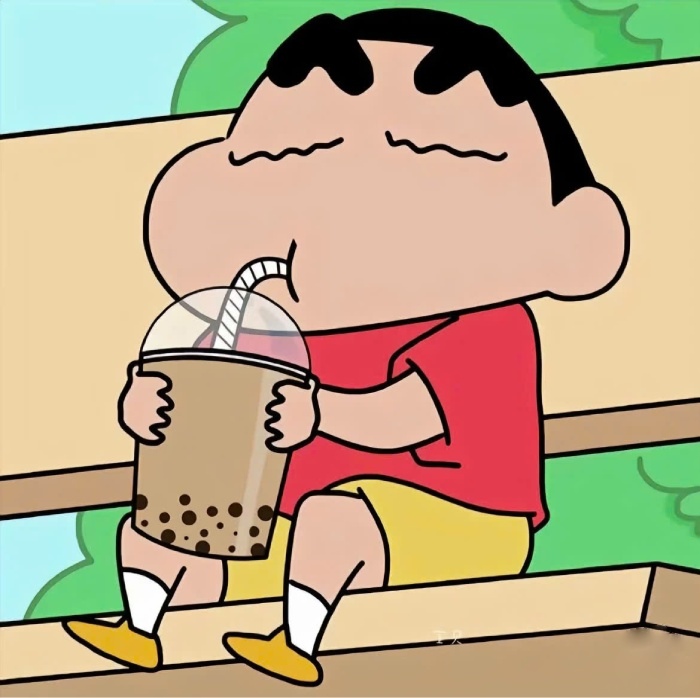 shin cậu bé uống vui vẻ sticker trà sữa