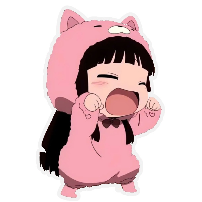 sticker anime em bé đội mũ mèo dễ thương