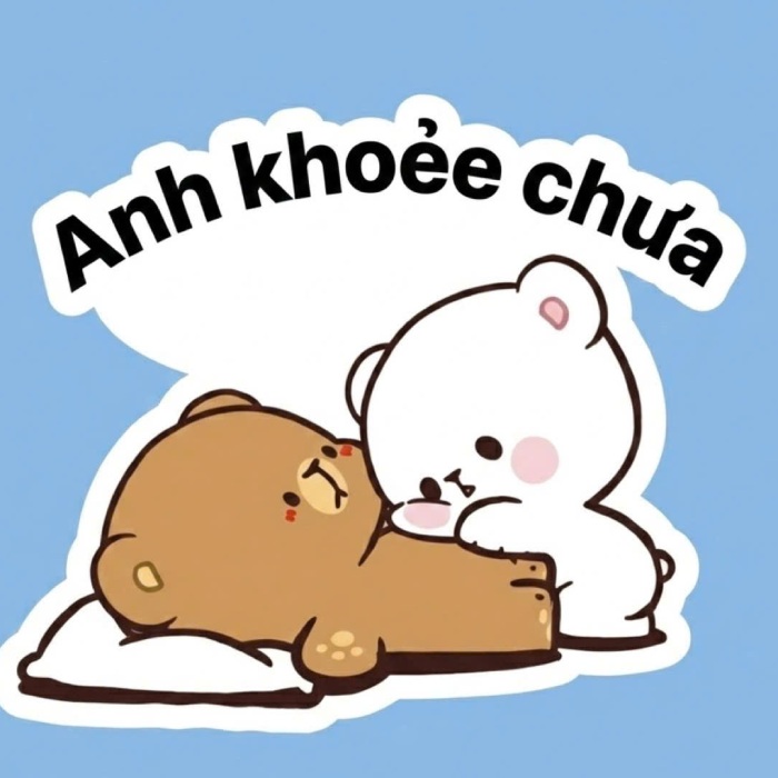 sticker dễ thương gấu ôm nhau