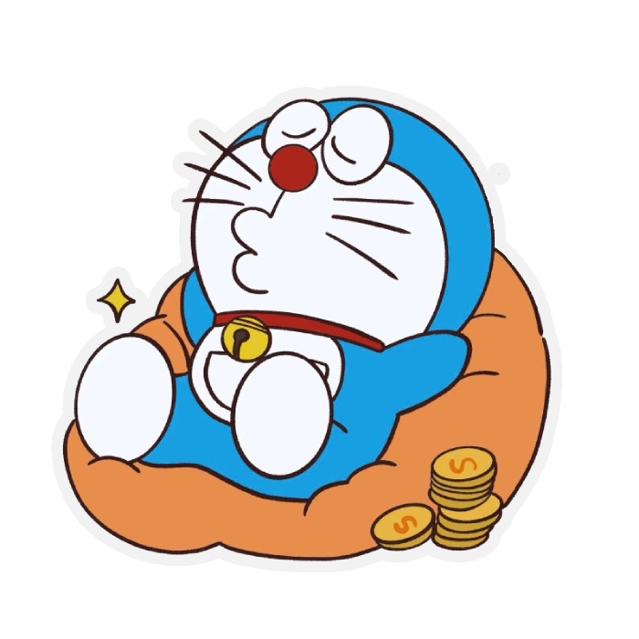 sticker doraemon dáng nằm thư giãn