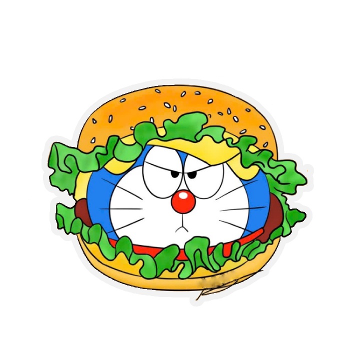 sticker doraemon trong chiếc bánh tròn
