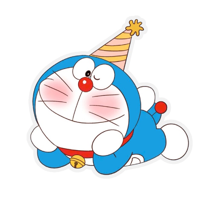 sticker doraemon tư thế chống cằm cute
