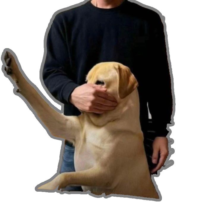 sticker hài bịt miệng chó in lặng