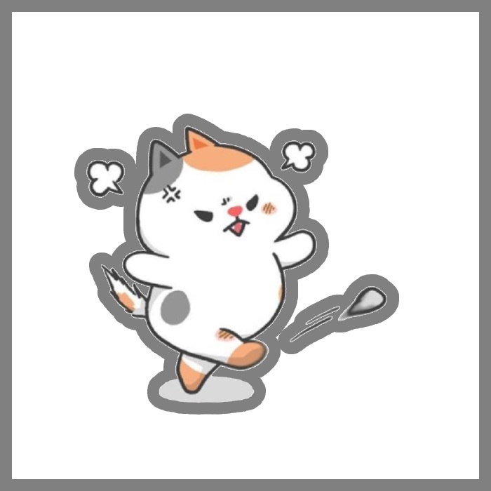 sticker hài mèo đứng nghiêng dáng tức giận