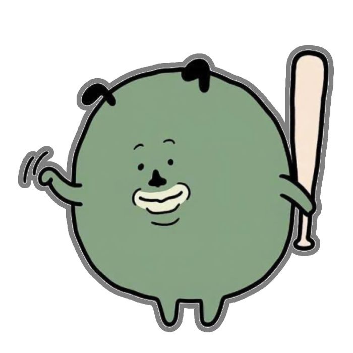 sticker hài nhân vật xanh cầm gậy