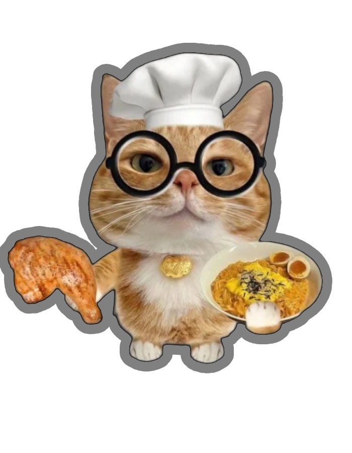 sticker mèo đeo kính đầu bếp ngộ nghĩnh