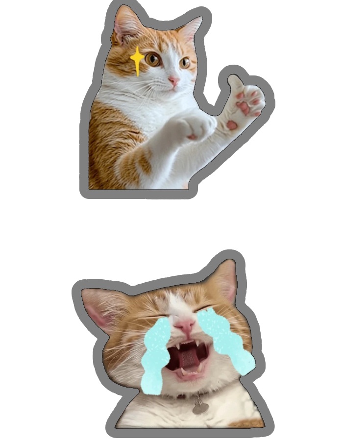 sticker mèo giơ tay chào mọi người