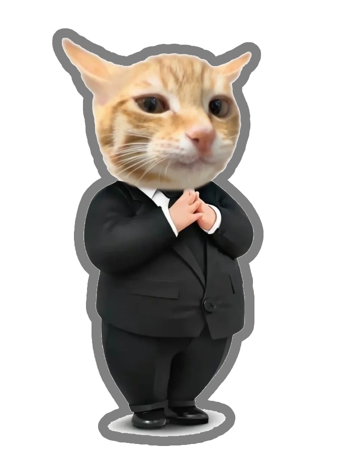 sticker mèo mặc vest đứng thẳng người