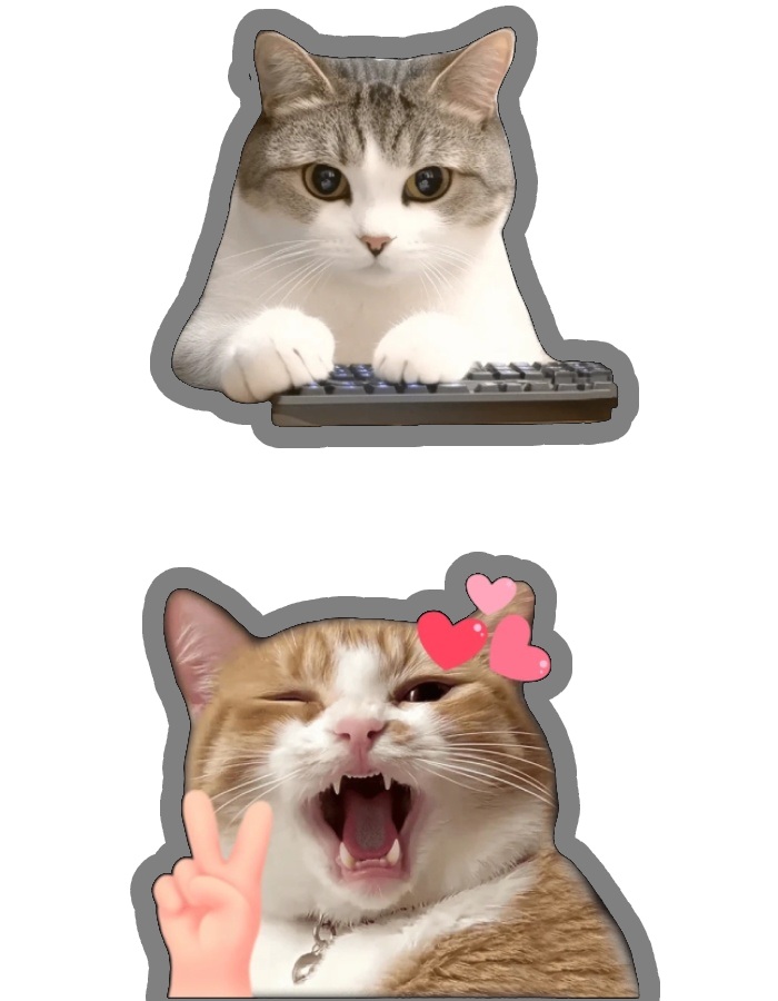 sticker mèo ngồi yên một chỗ ngáp