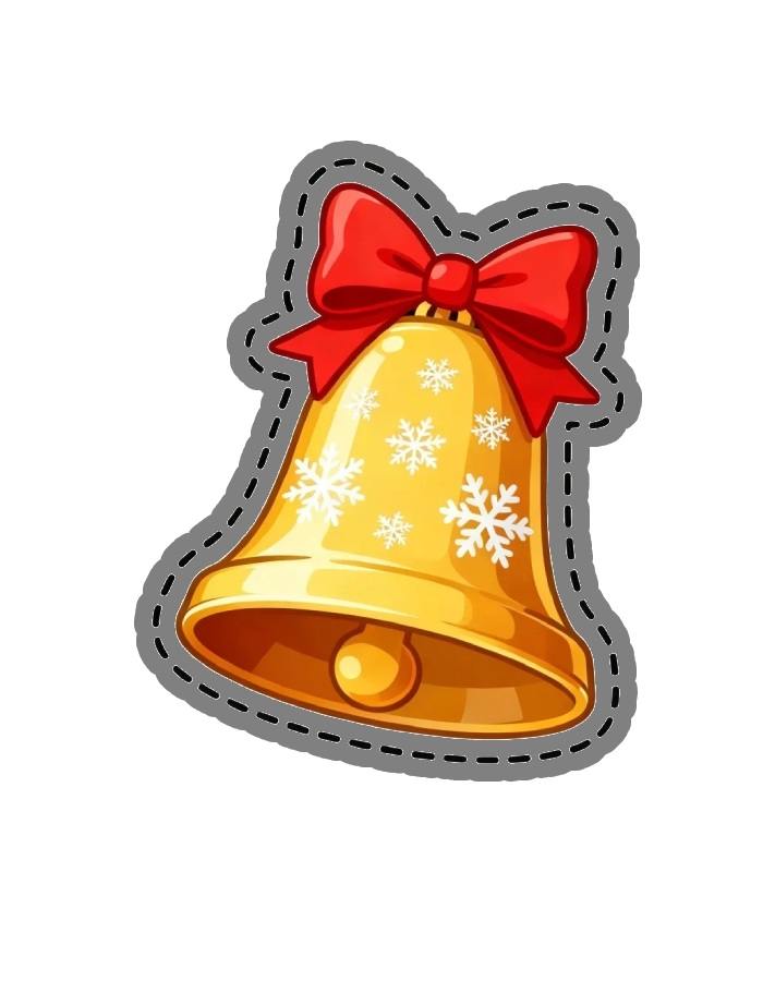 sticker noel chuông vàng buộc nơ đỏ nổi bật