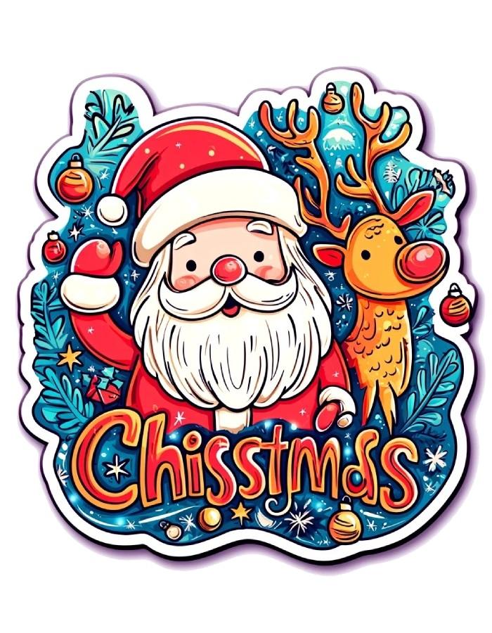sticker noel logo giáng sinh phong cách vui nhộn