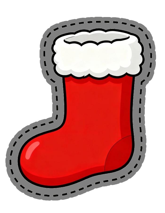 sticker noel tất đỏ viền trắng kiểu giáng sinh