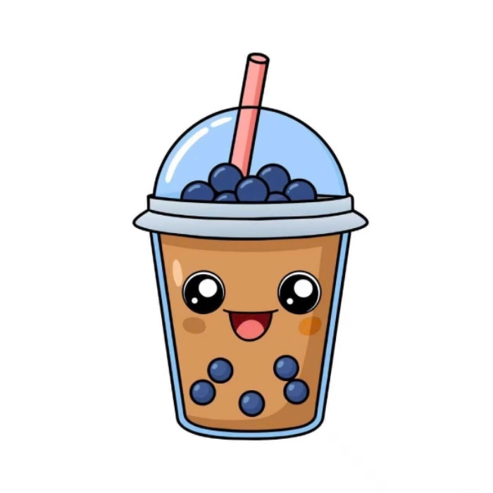 sticker trà sữa ly trân châu đơn giản