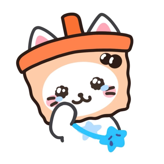 sticker trà sữa mèo đội mũ nhai trân châu