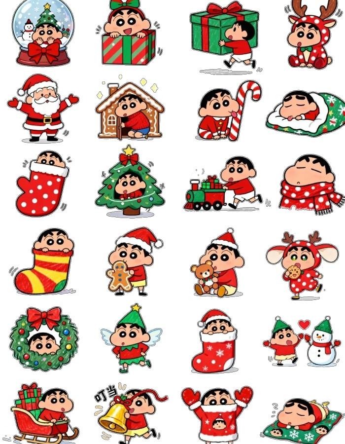 sưu tập sticker noel shin cậu bé tinh nghịch