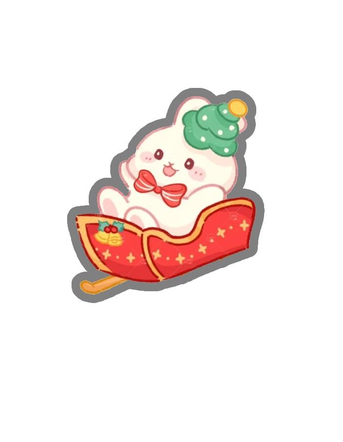 thỏ con sticker noel trượt tuyết