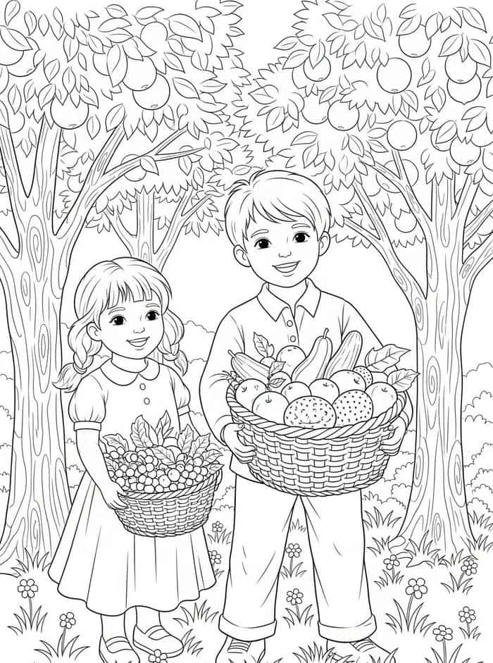 tô màu cây ăn quả nhiều quả chín