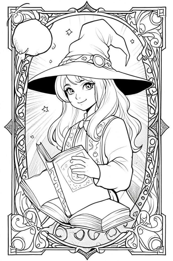 tô màu phù thủy dáng vẻ bí hiểm