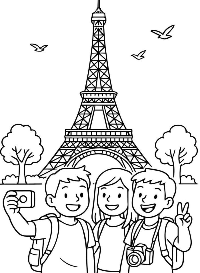 tô màu tháp eiffel minh họa thắng cảnh