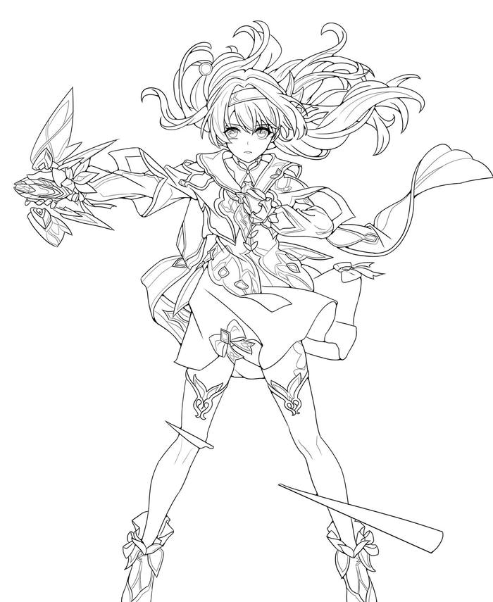 tranh tô màu anime girl ngầu cao ngạo