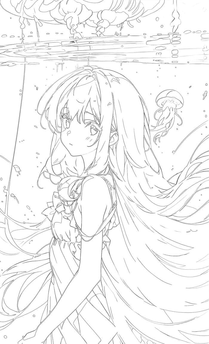 tranh tô màu anime girl ngầu cộc cằn