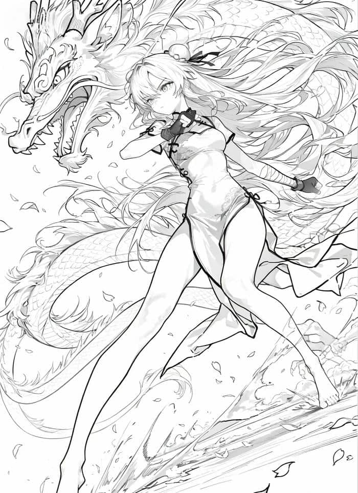 tranh tô màu anime girl ngầu diện mạo gai góc