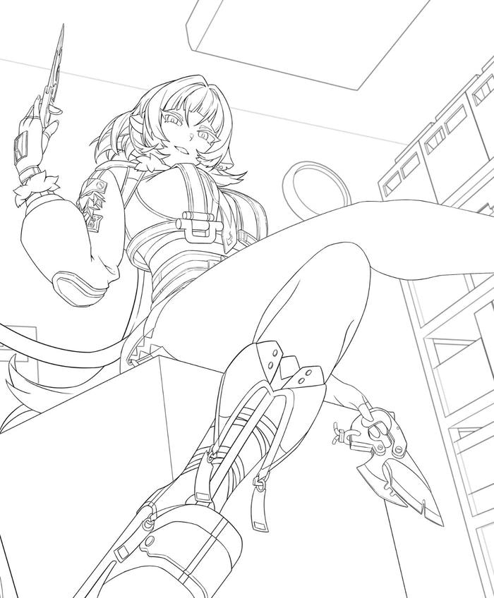 tranh tô màu anime girl ngầu táo bạo