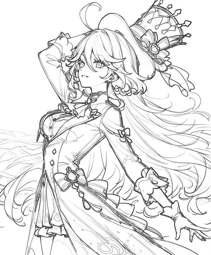 tranh tô màu anime girl ngầu thần thái sắc lạnh