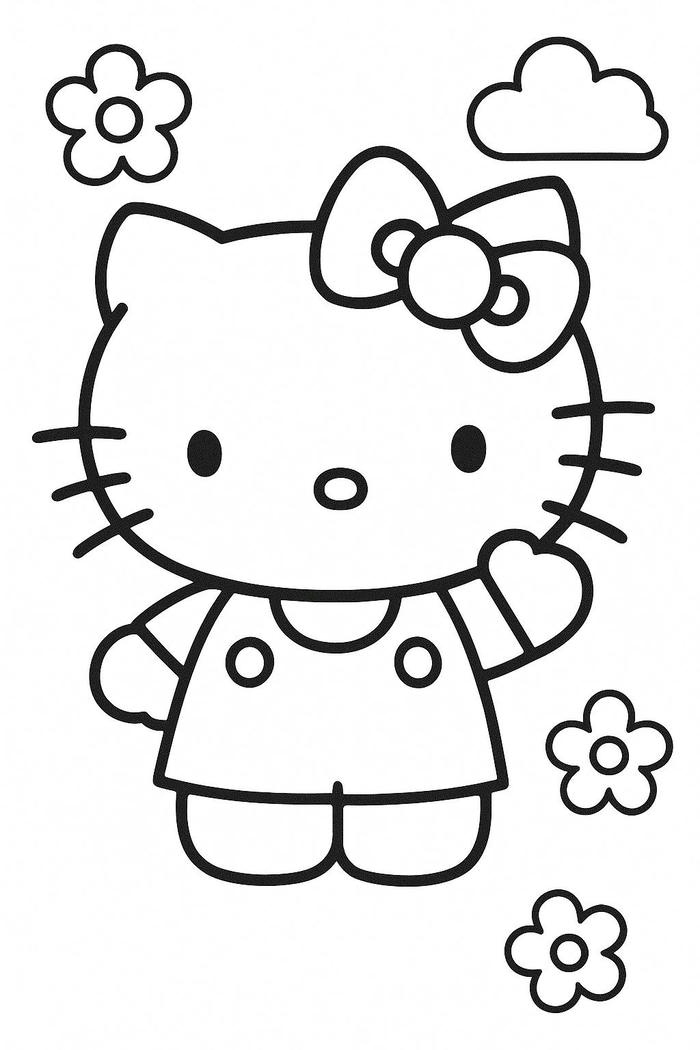 tranh tô màu hello kitty cho bé 4-5 tuổi