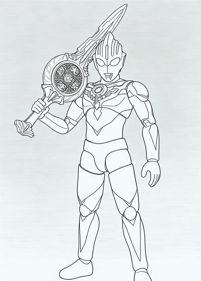 tranh tô màu ultraman dáng đứng chiến đấu